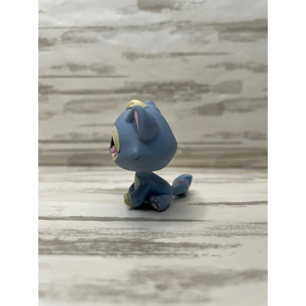 Littlest Pet Shop Bon Bon Tabby Cat Blue Gray Pink Yellow #1155 Kitten RARE LPS - Picture 4 of 9